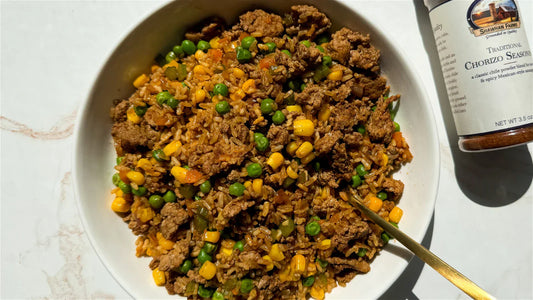 Rice, Peas and Corn in a bowl