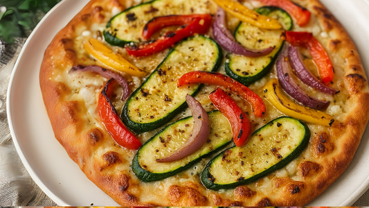 Grilled Veggie Flatbread with Roasted Garlic & Chile Parmesan