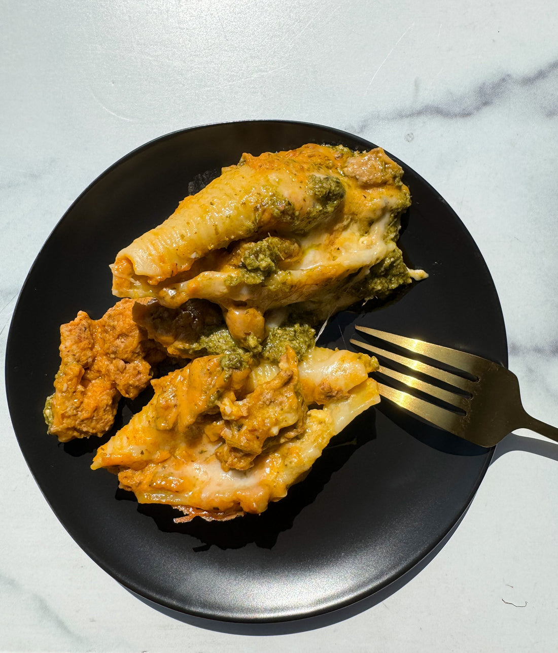 Pasta Shells, stuffed with orange pumpkin & cheese