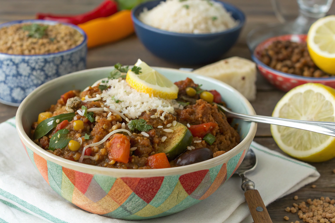 Lentil and Rice Chili Parm Bowls