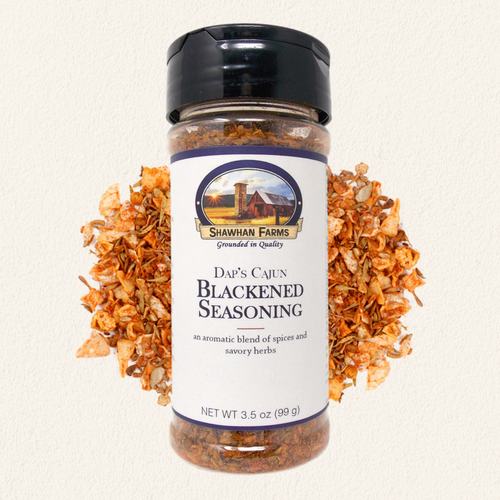 Bottle of Shawhan Farms Dap's Cajun Blackened Seasoning